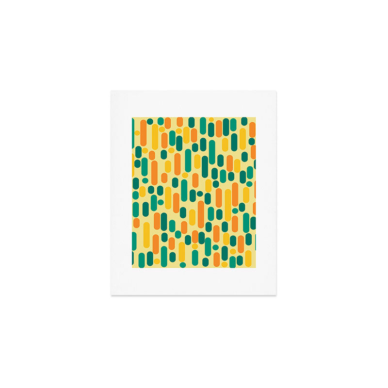 Morningside Heights Mid Century Modern Pattern in Jade Green, Orange, and Light Yellow Art Print Gallery Image 1