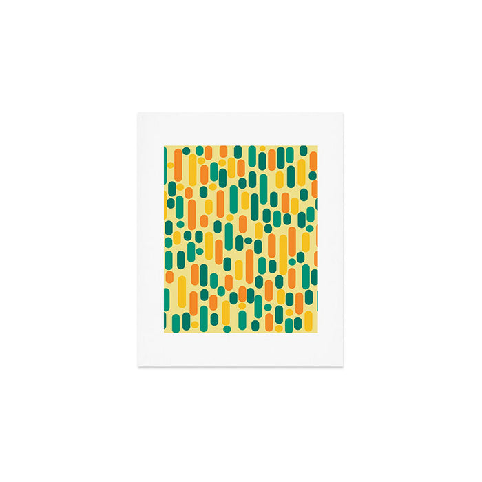 Morningside Heights Mid Century Modern Pattern in Jade Green, Orange, and Light Yellow Art Print Gallery Image 1
