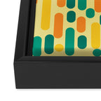 Morningside Heights Mid Century Modern Pattern in Jade Green, Orange, and Light Yellow Framed Canvas Print Gallery Image 3