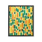 Morningside Heights Mid Century Modern Pattern in Jade Green, Orange, and Light Yellow Framed Canvas Print Gallery Image 8