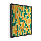 Morningside Heights Mid Century Modern Pattern in Jade Green, Orange, and Light Yellow Framed Canvas Print Gallery Image 2