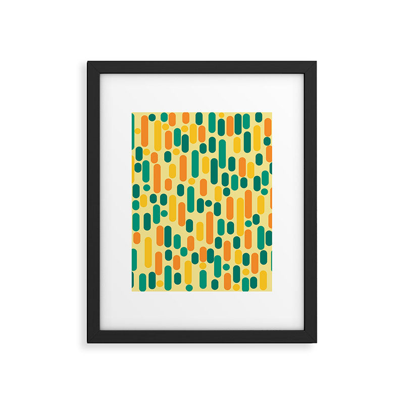 Morningside Heights Mid Century Modern Pattern in Jade Green, Orange, and Light Yellow Framed Art Print Gallery Image 6