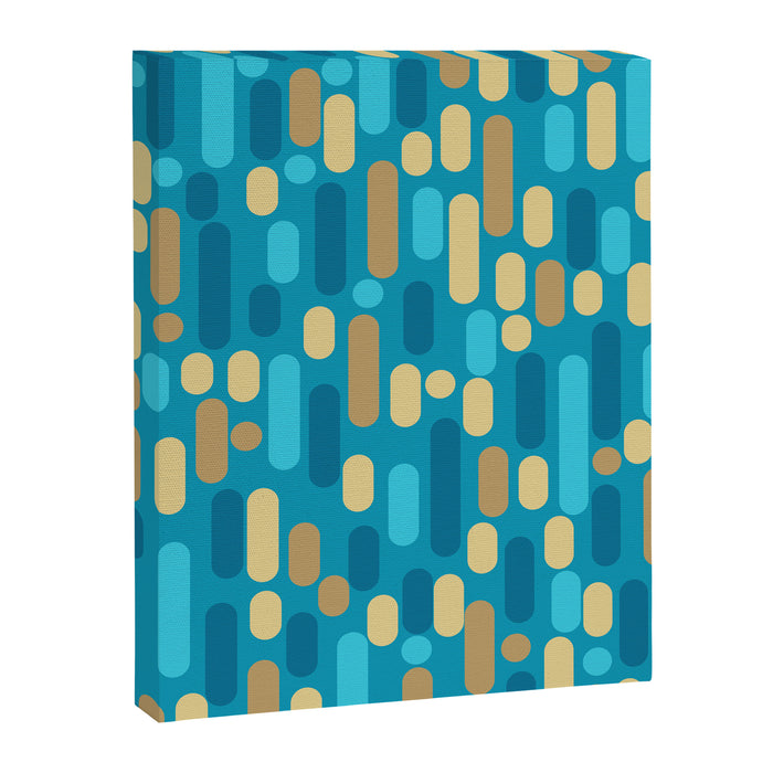Morningside Heights Mid Century Modern Pattern in Peacock Blue and Gold Canvas Print Gallery Image 1