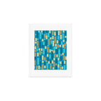 Morningside Heights Mid Century Modern Pattern in Peacock Blue and Gold Art Print Gallery Image 1