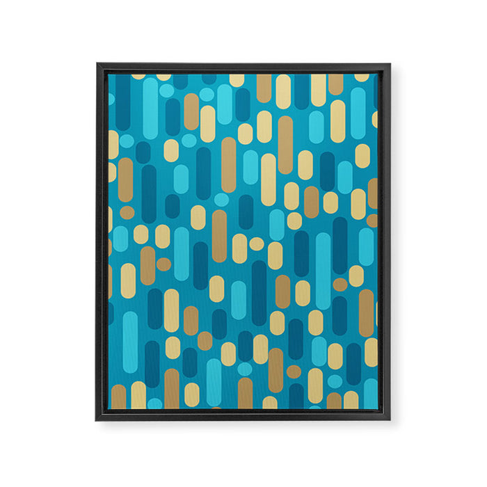 Morningside Heights Mid Century Modern Pattern in Peacock Blue and Gold Framed Canvas Print Gallery Image 1