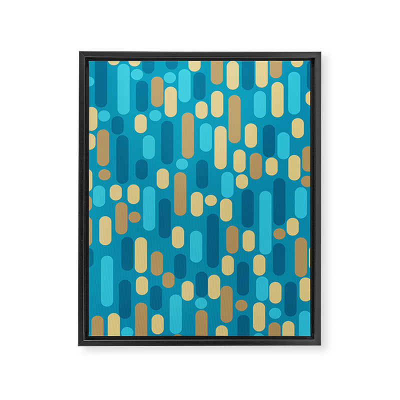 Morningside Heights Mid Century Modern Pattern in Peacock Blue and Gold Framed Canvas Print Gallery Image 8