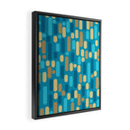 Morningside Heights Mid Century Modern Pattern in Peacock Blue and Gold Framed Canvas Print Gallery Image 2