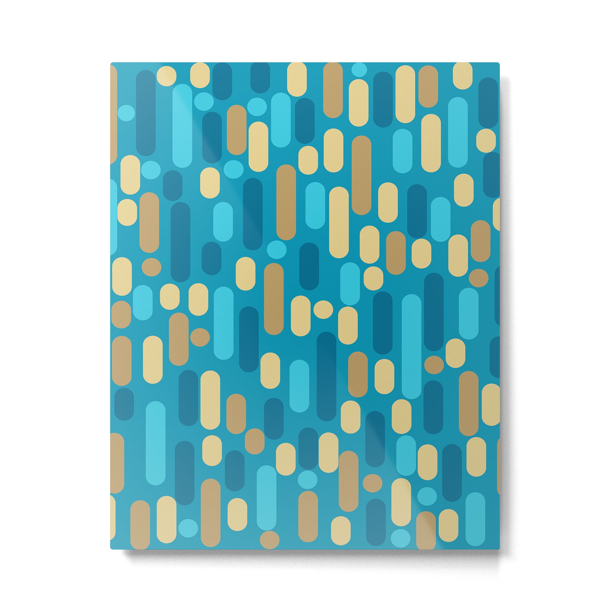 Morningside Heights Mid Century Modern Pattern in Peacock Blue and Gold Metal Print Gallery Image 6