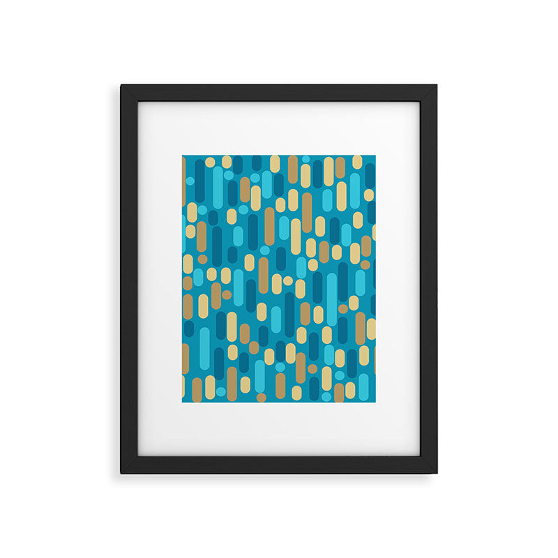 Morningside Heights Mid Century Modern Pattern in Peacock Blue and Gold Framed Art Print Gallery Image 6