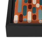 Morningside Heights Mid Century Modern Pattern in Steel Blue, Cream, Maroon, Orange Framed Canvas Print Gallery Image 3