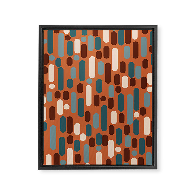 Morningside Heights Mid Century Modern Pattern in Steel Blue, Cream, Maroon, Orange Framed Canvas Print Gallery Image 8