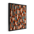 Morningside Heights Mid Century Modern Pattern in Steel Blue, Cream, Maroon, Orange Framed Canvas Print Gallery Image 2