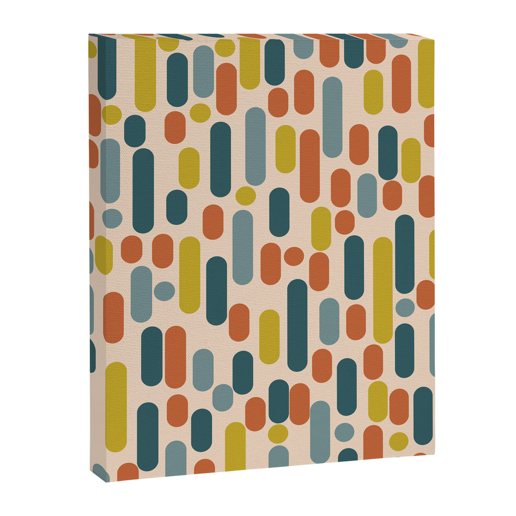 Morningside Heights Mid Century Modern Pattern in Steel Blue, Mustard, Orange, and Cream Tones Canvas Print Gallery Image 8