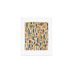 Morningside Heights Mid Century Modern Pattern in Steel Blue, Mustard, Orange, and Cream Tones Art Print Gallery Image 1