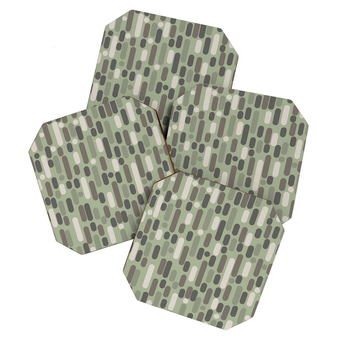 Morningside Heights Midcentury Modern Pattern in Gray, Almond, and Sage Green  Coaster Gallery Image 1