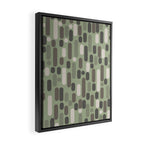 Morningside Heights Midcentury Modern Pattern in Gray, Almond, and Sage Green  Framed Canvas Print Gallery Image 2