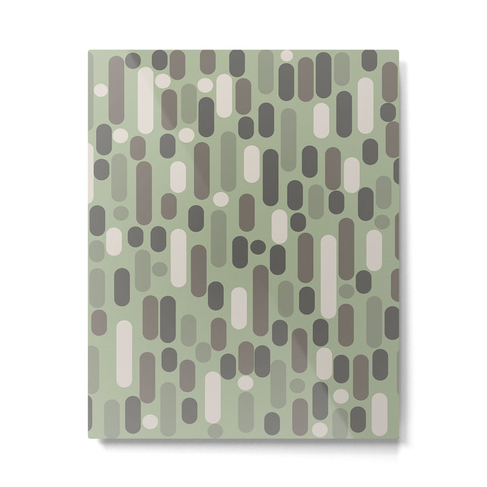 Morningside Heights Midcentury Modern Pattern in Gray, Almond, and Sage Green  Metal Print Gallery Image 1