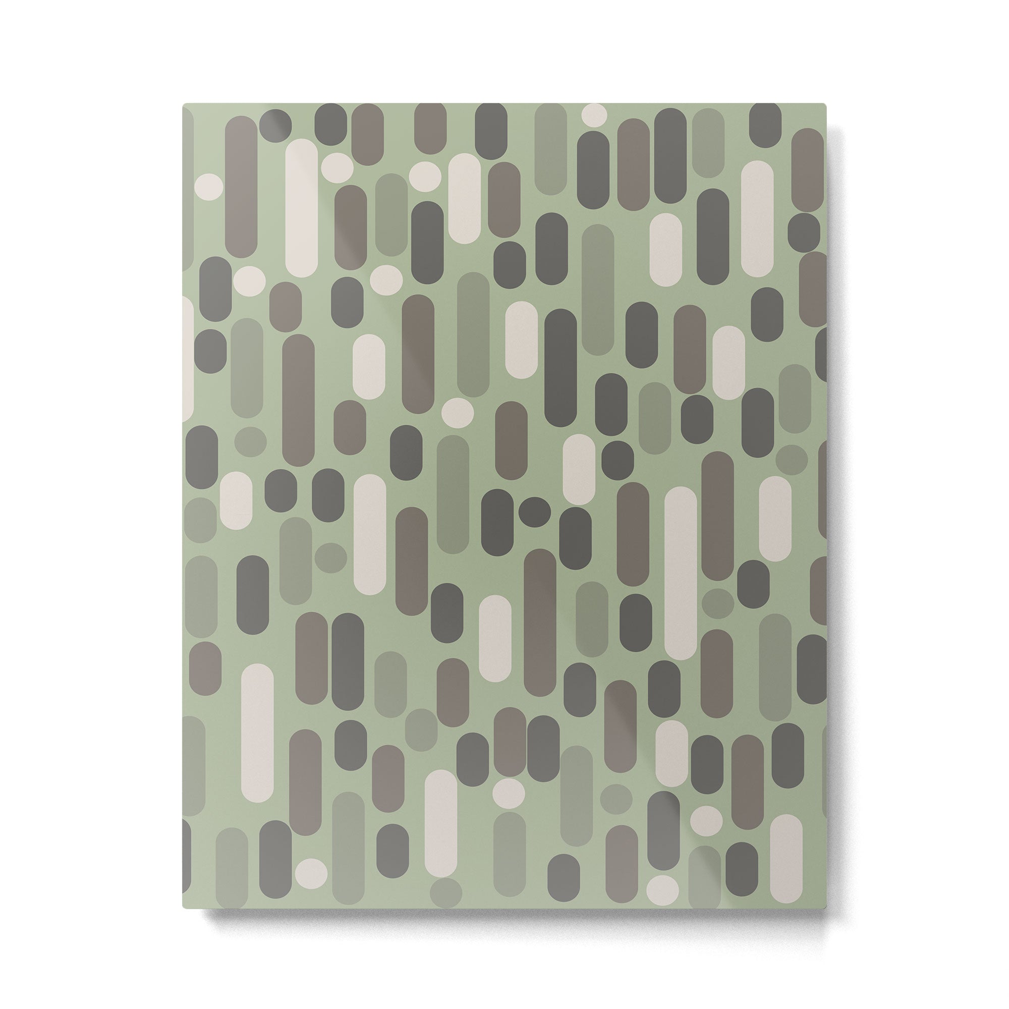 Morningside Heights Midcentury Modern Pattern in Gray, Almond, and Sage Green  Metal Print Gallery Image 6