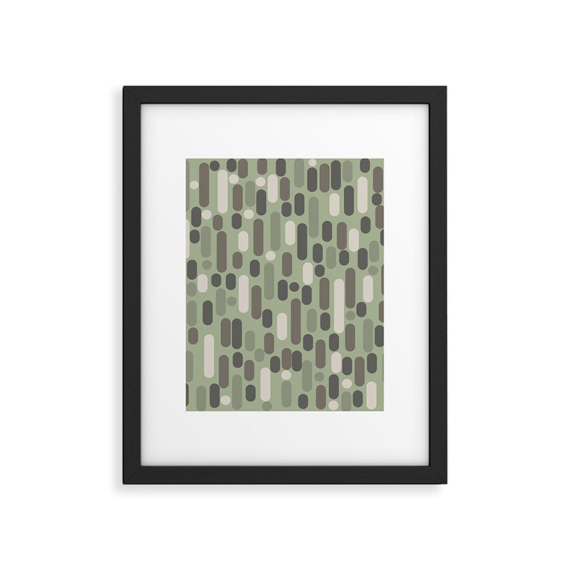Morningside Heights Midcentury Modern Pattern in Gray, Almond, and Sage Green  Framed Art Print Gallery Image 6