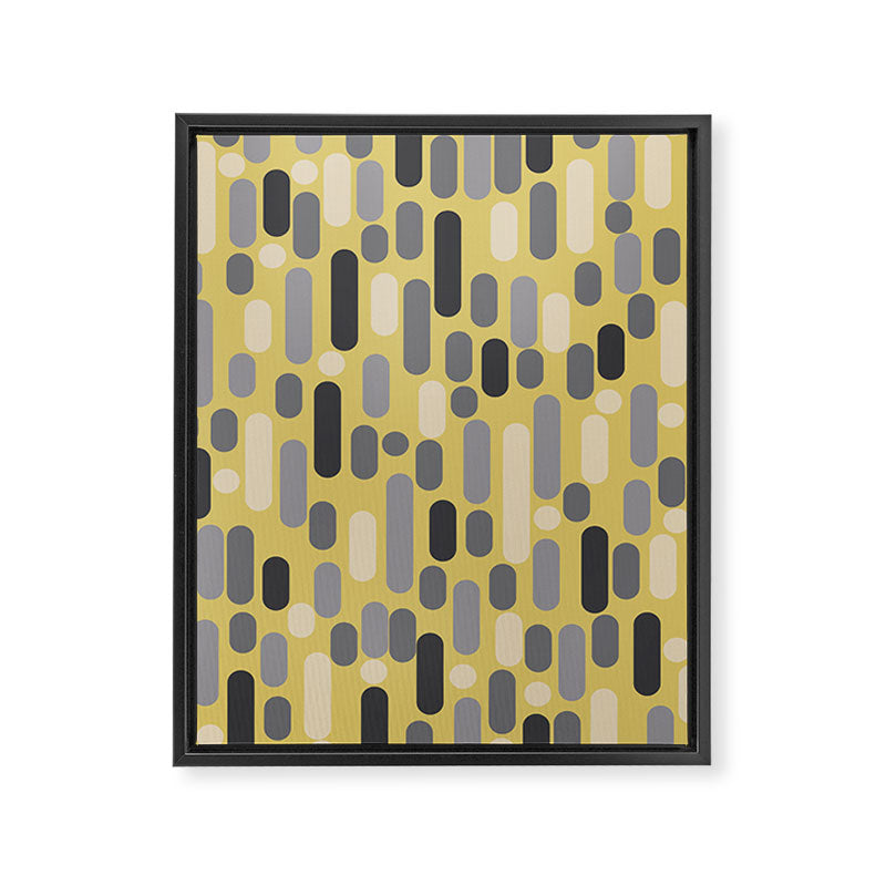 Morningside Heights Midcentury Modern Pattern in Retro Gray, Cream, and Yellow Framed Canvas Print Gallery Image 8