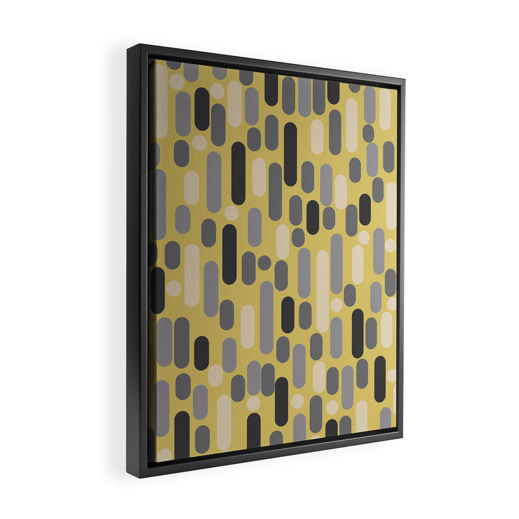 Morningside Heights Midcentury Modern Pattern in Retro Gray, Cream, and Yellow Framed Canvas Print Gallery Image 2