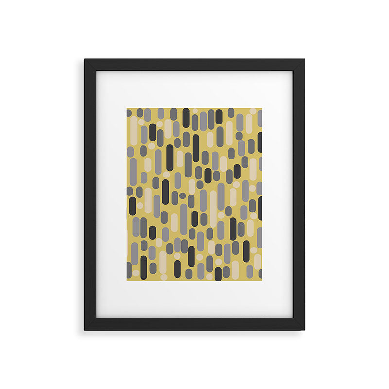 Morningside Heights Midcentury Modern Pattern in Retro Gray, Cream, and Yellow Framed Art Print Gallery Image 6