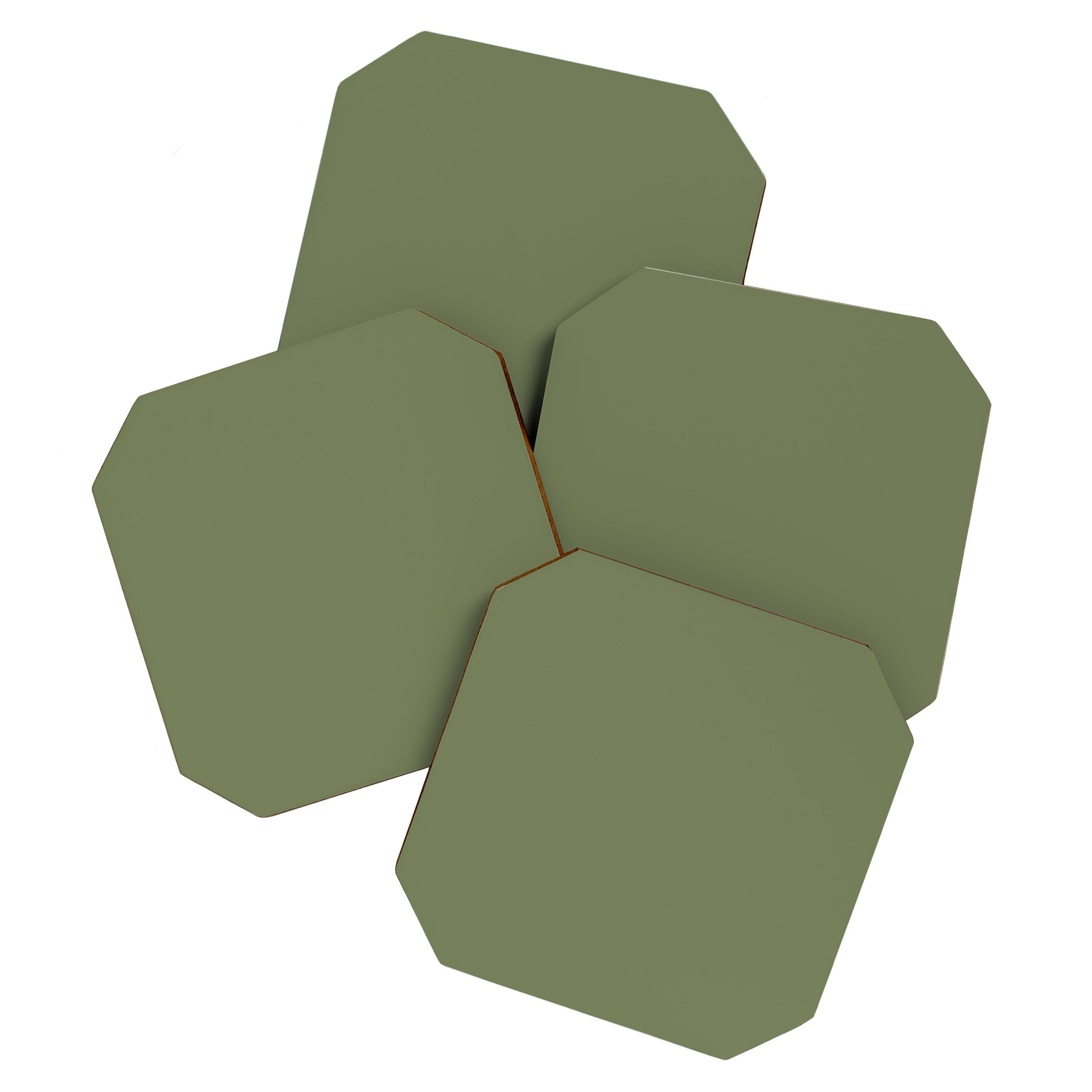 Moss Green Sage Solid Color  Coaster Gallery Image 1