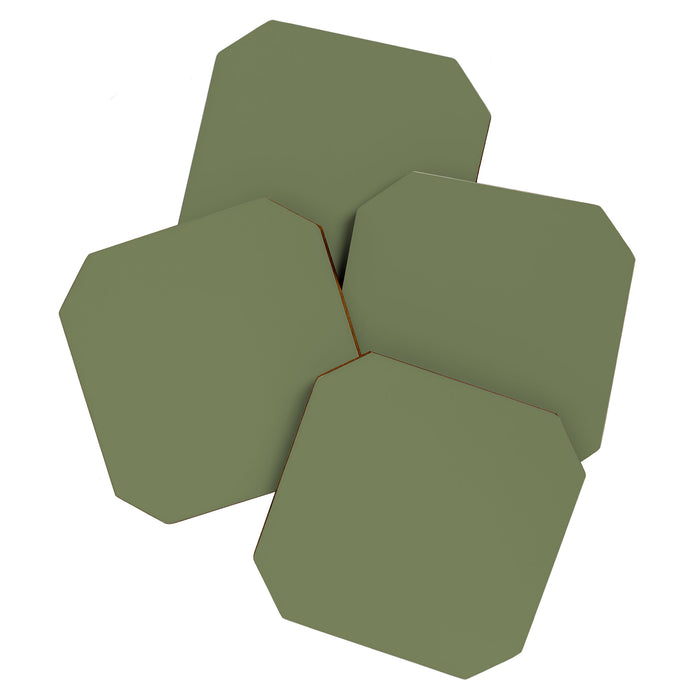Moss Green Sage Solid Color  Coaster Gallery Image 1