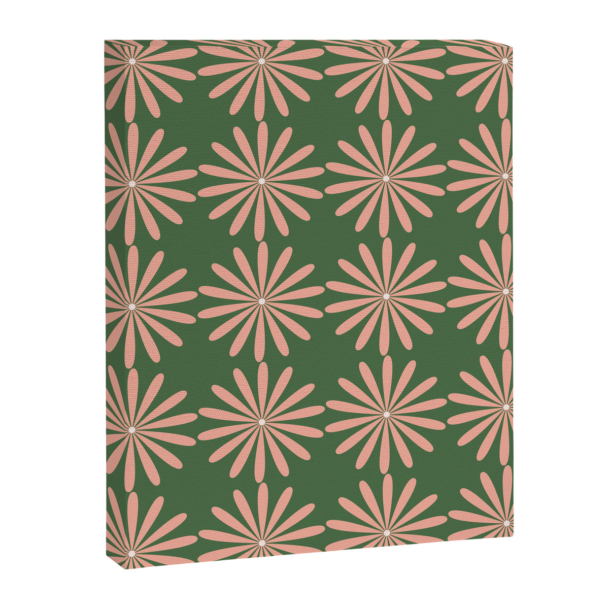 Multi Daisy Retro Pattern in Blush Pink and Green Canvas Print Gallery Image 8