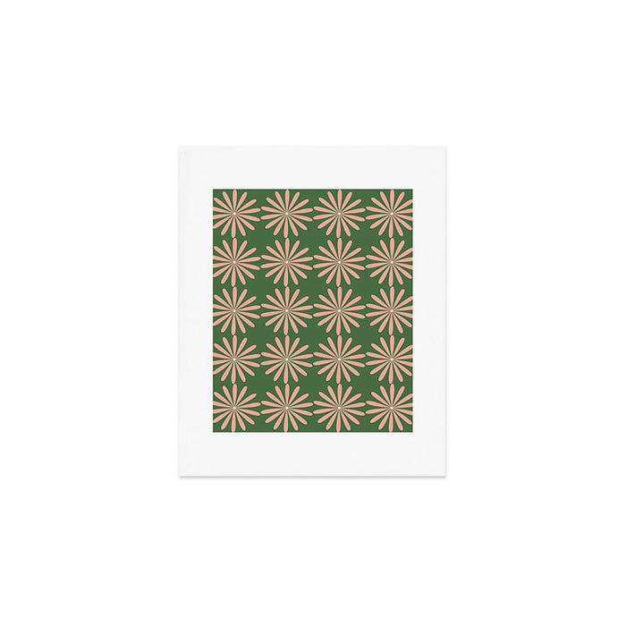 Multi Daisy Retro Pattern in Blush Pink and Green Art Print Gallery Image 1