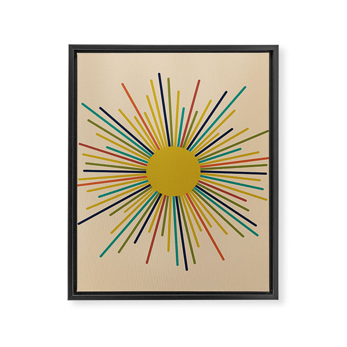 Multicolor Mid Century Modern Sunburst 5 Framed Canvas Print Gallery Image 1