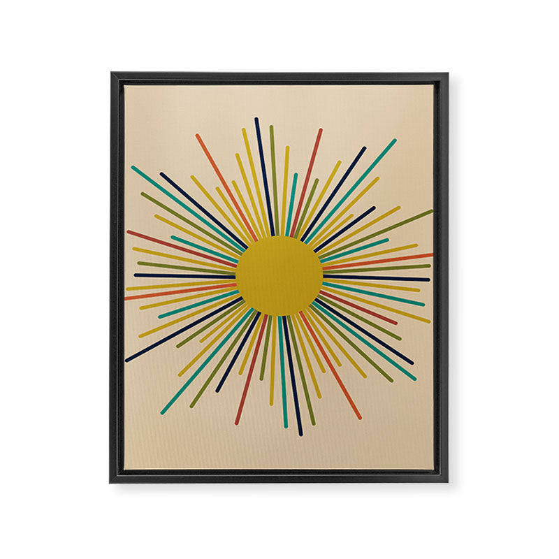 Multicolor Mid Century Modern Sunburst 5 Framed Canvas Print Gallery Image 8