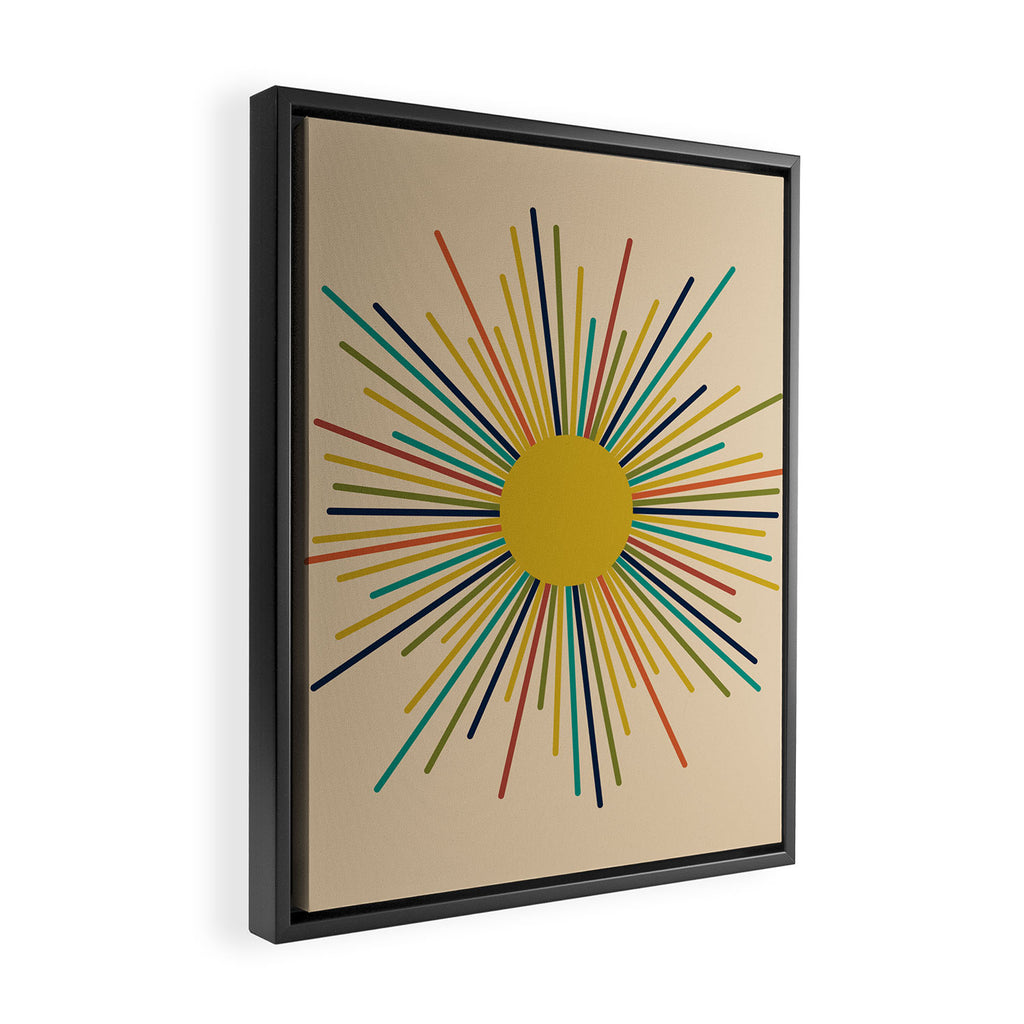 Multicolor Mid Century Modern Sunburst 5 Framed Canvas Print Gallery Image 2