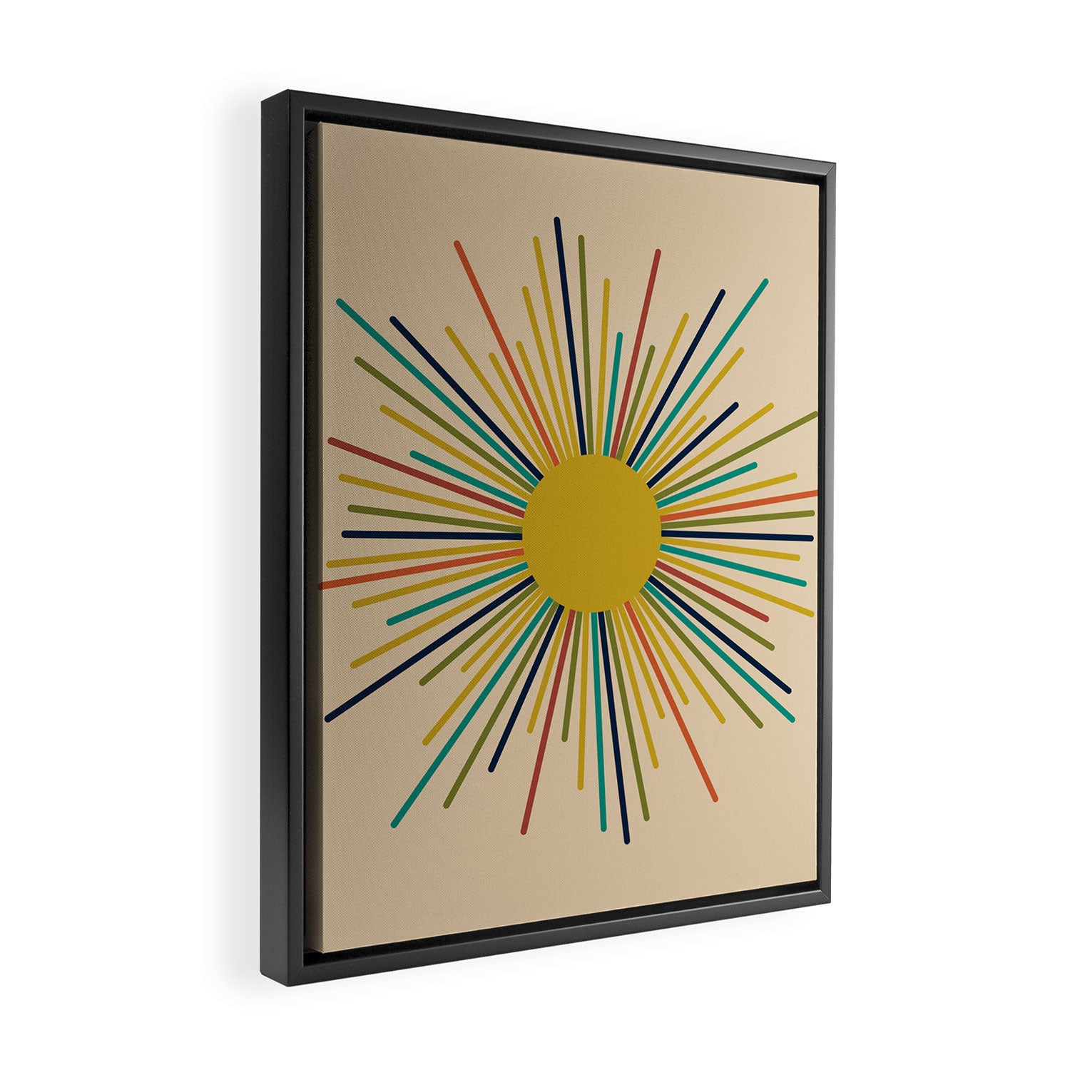 Multicolor Mid Century Modern Sunburst 5 Framed Canvas Print Gallery Image 2
