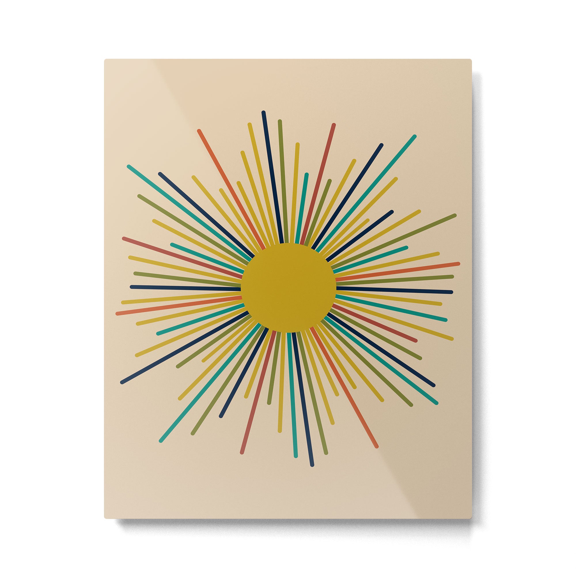 Multicolor Mid Century Modern Sunburst 5 Metal Print Gallery Image 6
