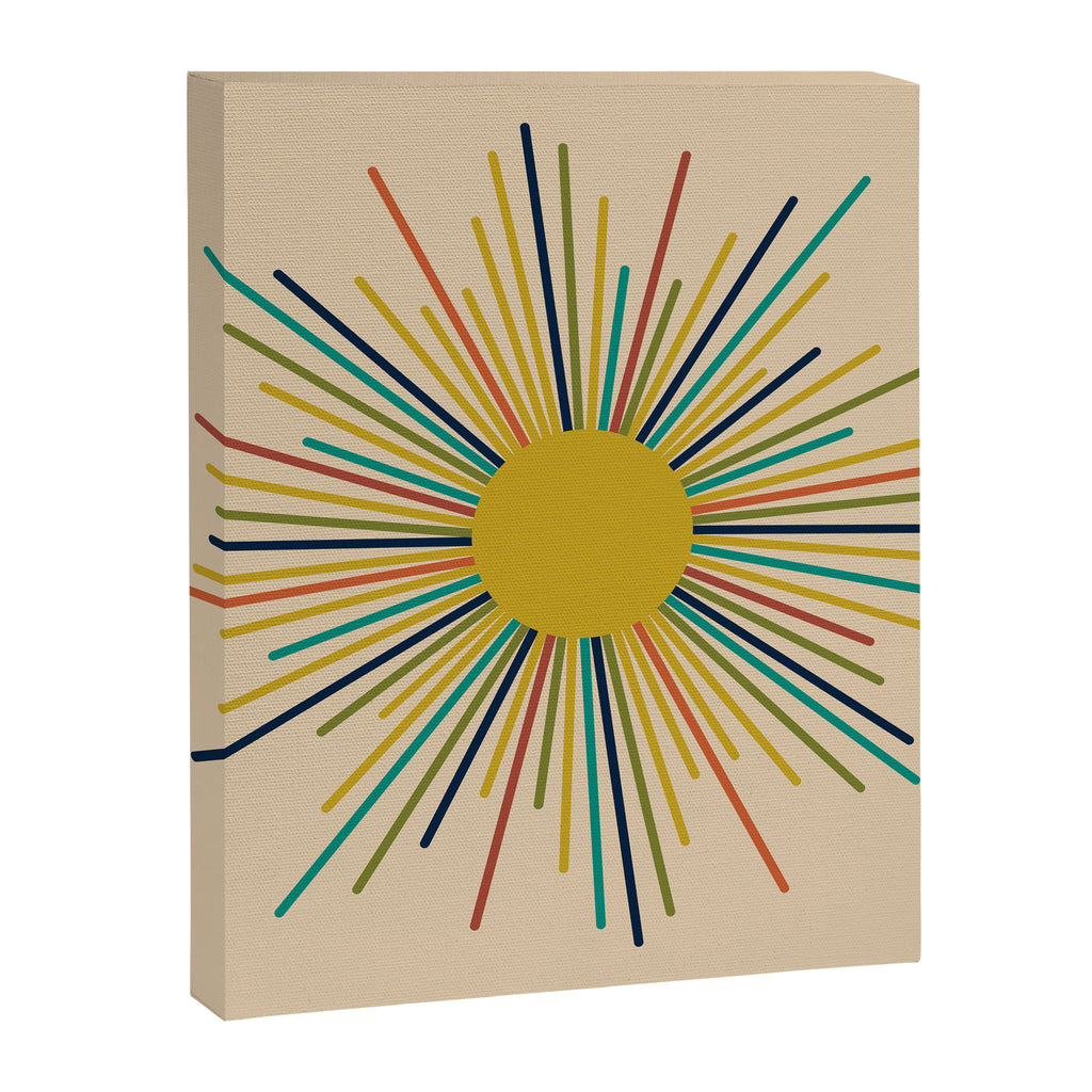 Multicolor Sunburst - Mid Century Modern Sun in Mid Mod Colors on Beige Canvas Print Gallery Image 8