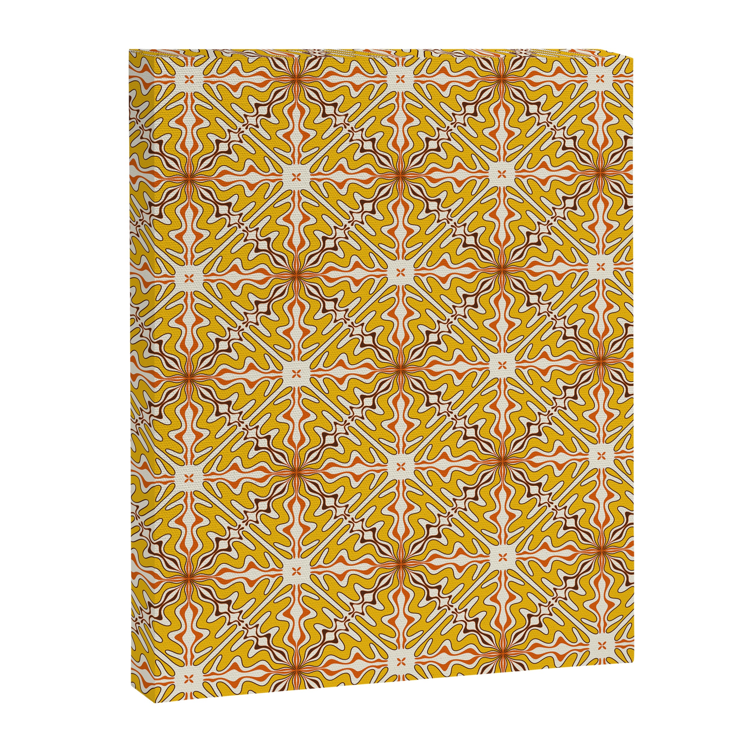 Murcia Retro Spanish Tile Pattern Mustard Yellow Brown Orange Cream 2 Canvas Print Gallery Image 8