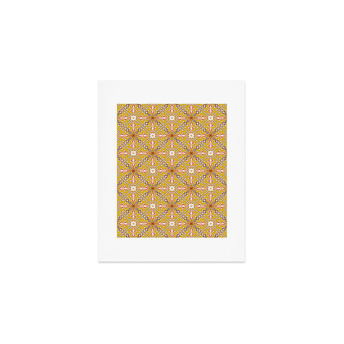 Murcia Retro Spanish Tile Pattern Mustard Yellow Brown Orange Cream 2 Art Print Gallery Image 1