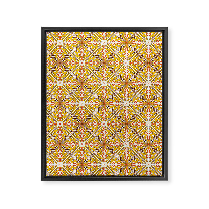 Murcia Retro Spanish Tile Pattern Mustard Yellow Brown Orange Cream 2 Framed Canvas Print Gallery Image 8