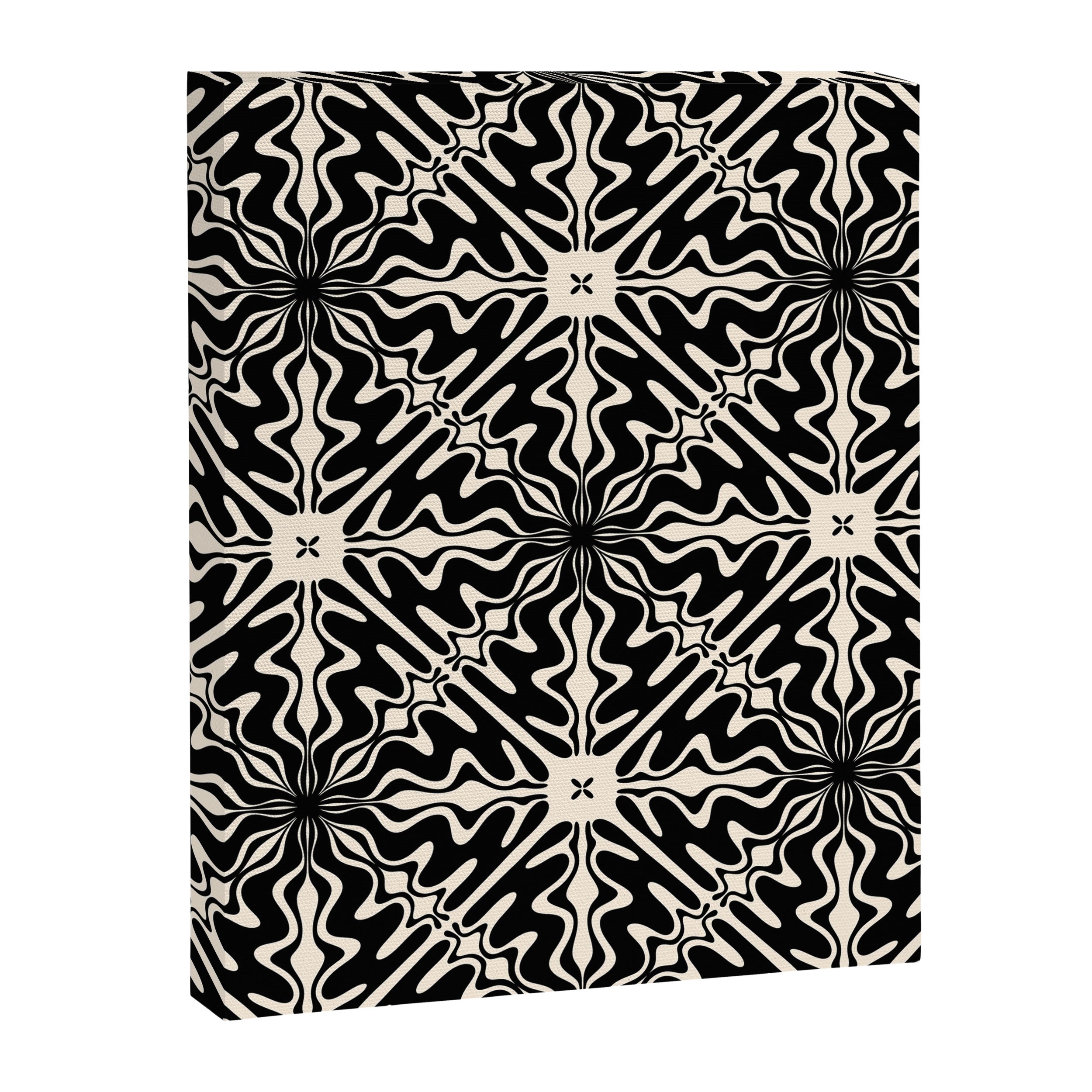 Murcia Spanish Tile Pattern in Black and Almond Cream Canvas Print Gallery Image 8