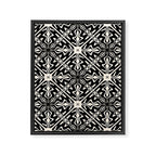 Murcia Spanish Tile Pattern in Black and Almond Cream Framed Canvas Print Gallery Image 8