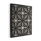 Murcia Spanish Tile Pattern in Black and Almond Cream Framed Canvas Print Gallery Image 2