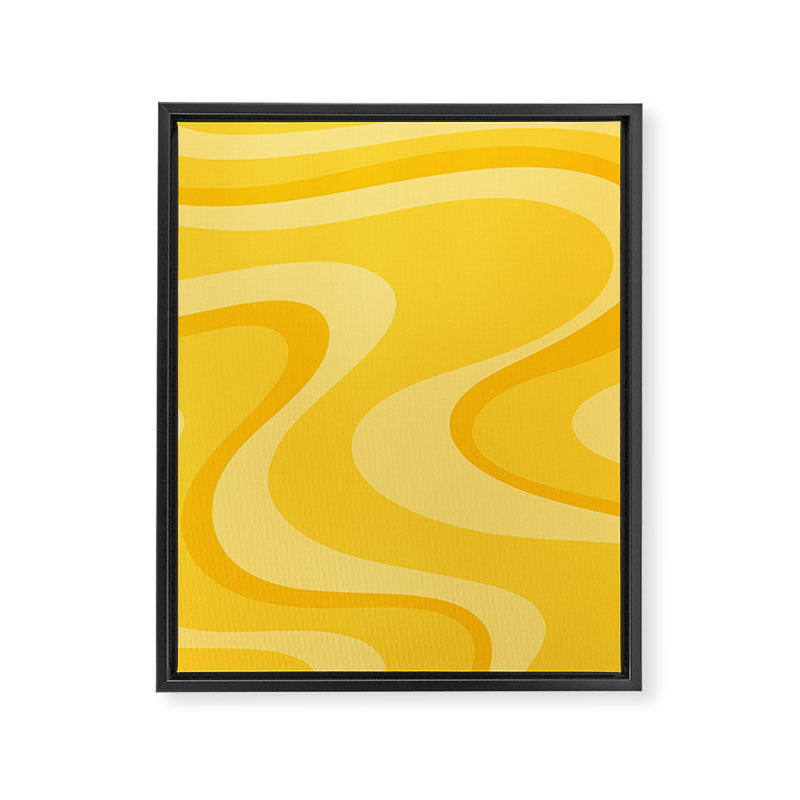 Mustard Dream Swirls Yellow Abstract Pattern Framed Canvas Print Gallery Image 8