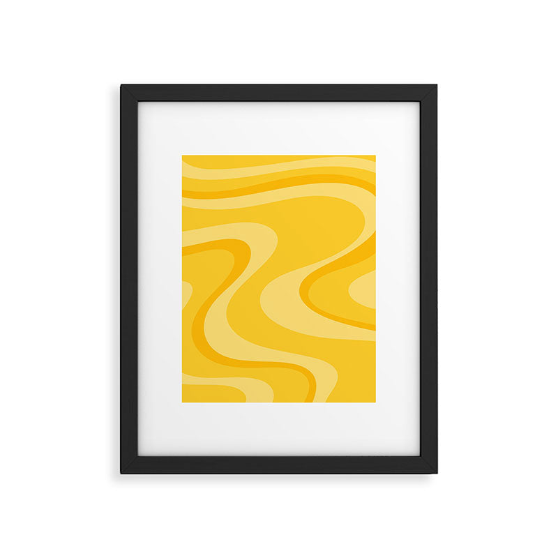 Mustard Dream Swirls Yellow Abstract Pattern Framed Art Print Gallery Image 6