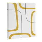 Mustard Rings Midcentury Modern Minimalist Abstract with Navy Blue and White Canvas Print Gallery Image 6