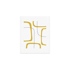Mustard Rings Midcentury Modern Minimalist Abstract with Navy Blue and White Art Print Gallery Image 1