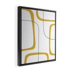 Mustard Rings Midcentury Modern Minimalist Abstract with Navy Blue and White Framed Canvas Print Gallery Image 2