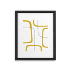 Mustard Rings Midcentury Modern Minimalist Abstract with Navy Blue and White Framed Art Print Gallery Image 5