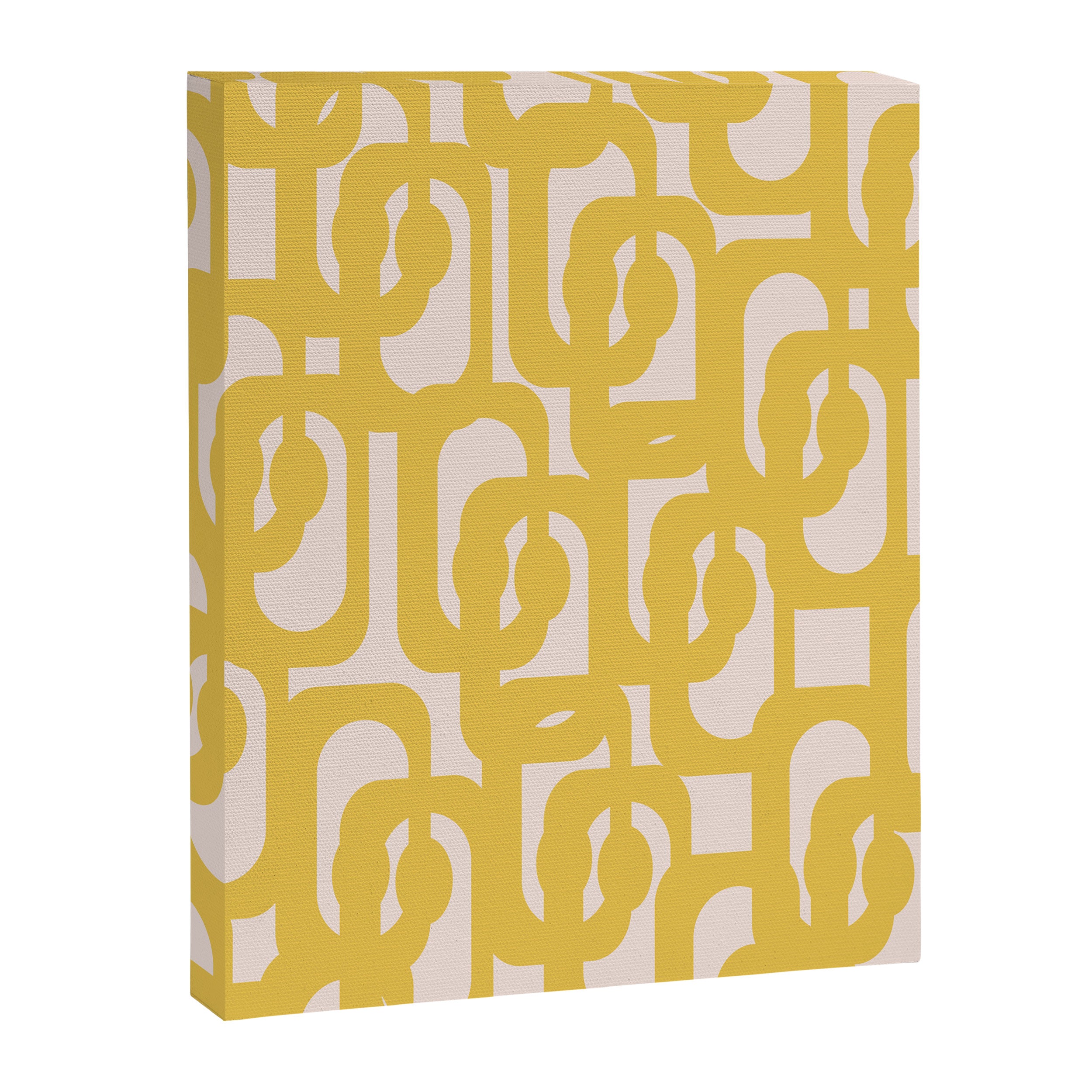 Mustard Yellow and Blush Pink Mid-century Modern Loop Pattern Canvas Print Gallery Image 8
