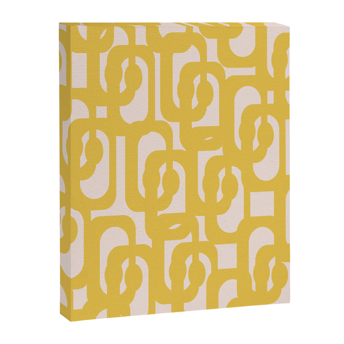 Mustard Yellow and Blush Pink Mid-century Modern Loop Pattern Canvas Print Gallery Image 1